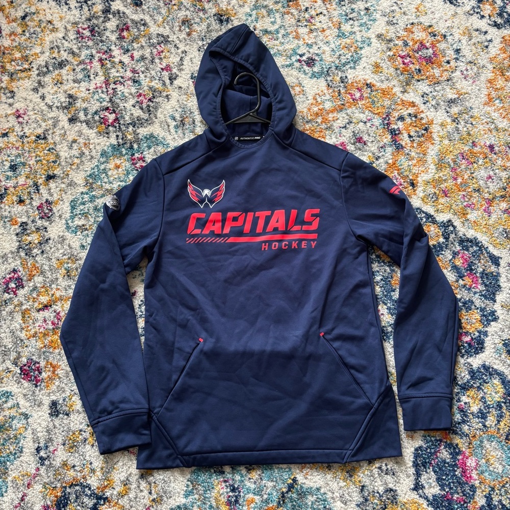 Fanatics Pro NHL Washington Capitals Hoodie Mens Medium Navy Blue Authentic
